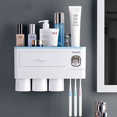 Load image into Gallery viewer, Non-marking Hanging Magnetic Toothbrush Holder Single Drawer Storage Rack
