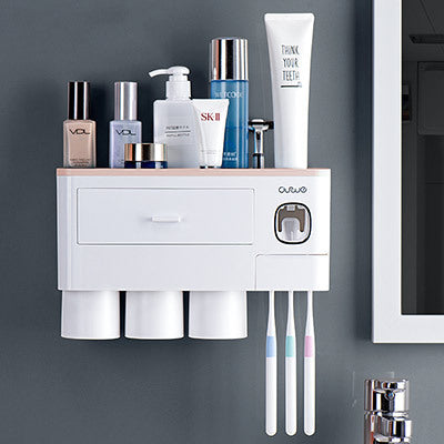 Load image into Gallery viewer, Non-marking Hanging Magnetic Toothbrush Holder Single Drawer Storage Rack
