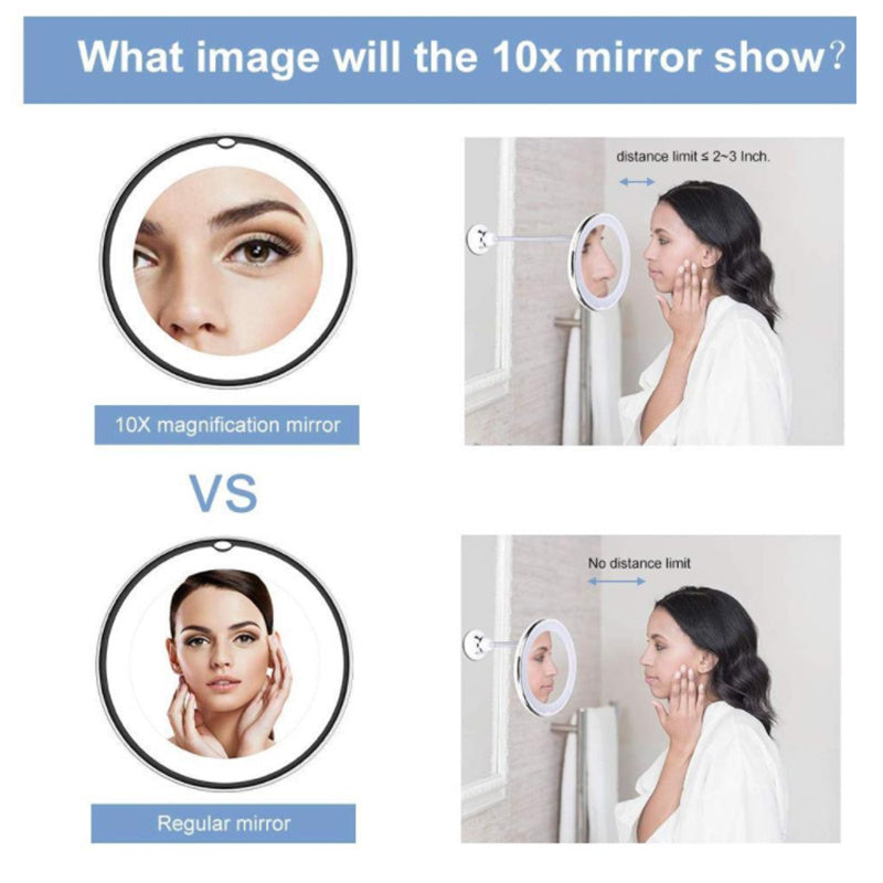 Load image into Gallery viewer, 360 Swivel 10x Magnifying Bright LED Lighted Makeup Mirror
