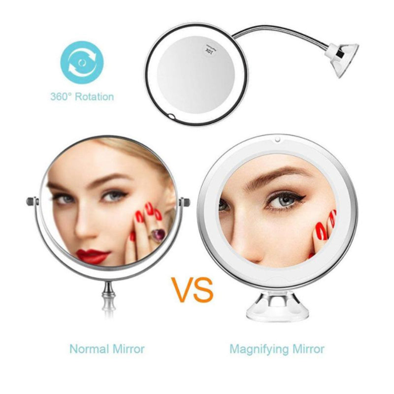 Load image into Gallery viewer, 360 Swivel 10x Magnifying Bright LED Lighted Makeup Mirror
