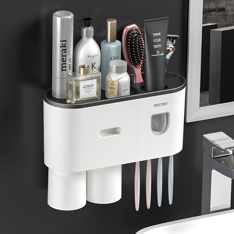 Load image into Gallery viewer, Non-marking Hanging Magnetic Toothbrush Holder Single Drawer Storage Rack
