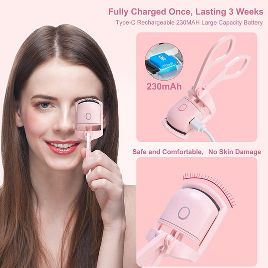 Eyelash Curler Portable Electric Heated Comb Eye Lash Long Lasting Eyelashes Curls