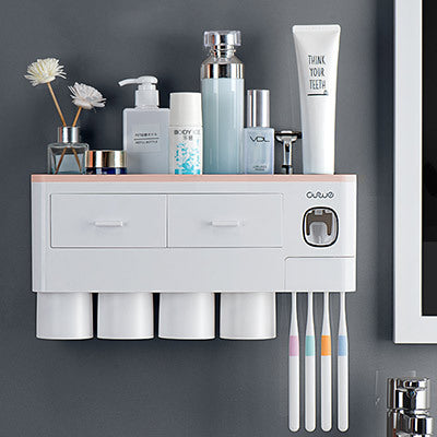 Load image into Gallery viewer, Non-marking Hanging Magnetic Toothbrush Holder Single Drawer Storage Rack
