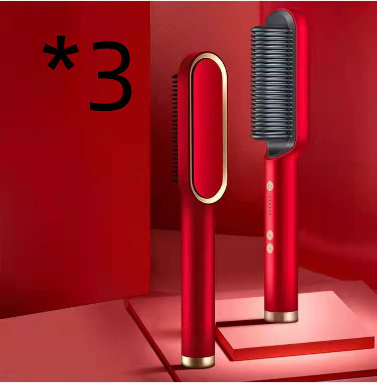 Load image into Gallery viewer, New 2 In 1 Hair Straightener Hot Comb Negative Ion Curling Electric Hair Brush
