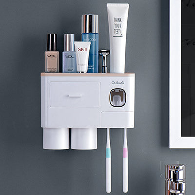 Load image into Gallery viewer, Non-marking Hanging Magnetic Toothbrush Holder Single Drawer Storage Rack
