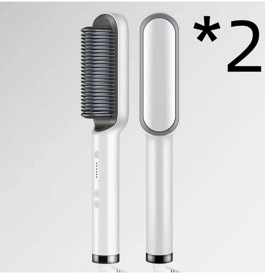 New 2 In 1 Hair Straightener Hot Comb Negative Ion Curling Electric Hair Brush