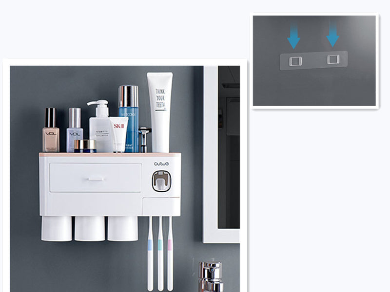 Load image into Gallery viewer, Non-marking Hanging Magnetic Toothbrush Holder Single Drawer Storage Rack
