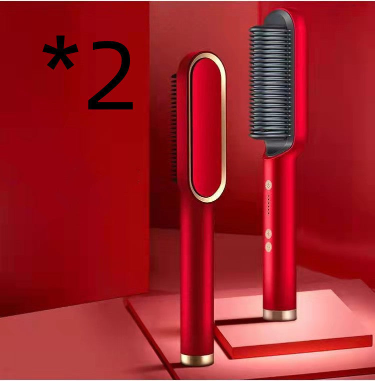 Load image into Gallery viewer, New 2 In 1 Hair Straightener Hot Comb Negative Ion Curling Electric Hair Brush
