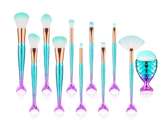 Load image into Gallery viewer, Mermaid Shaped Makeup Brushes
