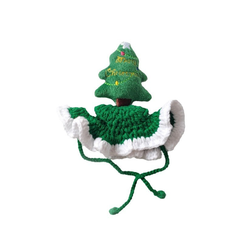 Load image into Gallery viewer, Christmas Tree Pet Head Cover Crocheted Hand-woven Cat Dog Hats
