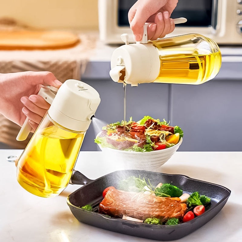 Load image into Gallery viewer, 470ML Olive Oil Sprayer Dispenser For Cooking BBQ 2 In 1 Glass Oil
