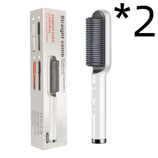 New 2 In 1 Hair Straightener Hot Comb Negative Ion Curling Electric Hair Brush